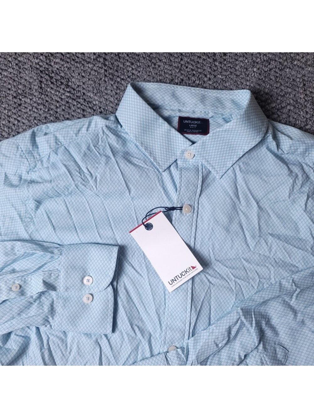 UNTUCKit  Shirt Mens L Large Slim Blue Button Long Sleeve Nylon Elastane
